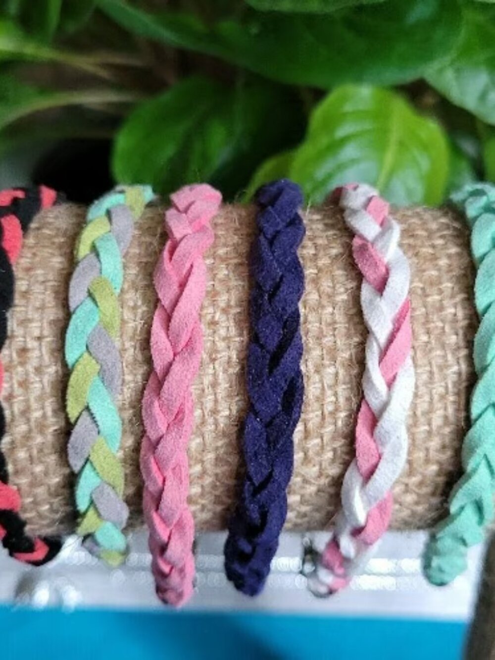 Braided Multi-Colored Suede Wrist Wraps